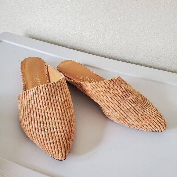 Coconuts by Matisse Curdoroy Xander Flat Mules Natural Micro Cord Pointed-Toe - Picture 1 of 16